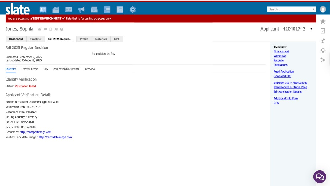 Approve or Decline Admission