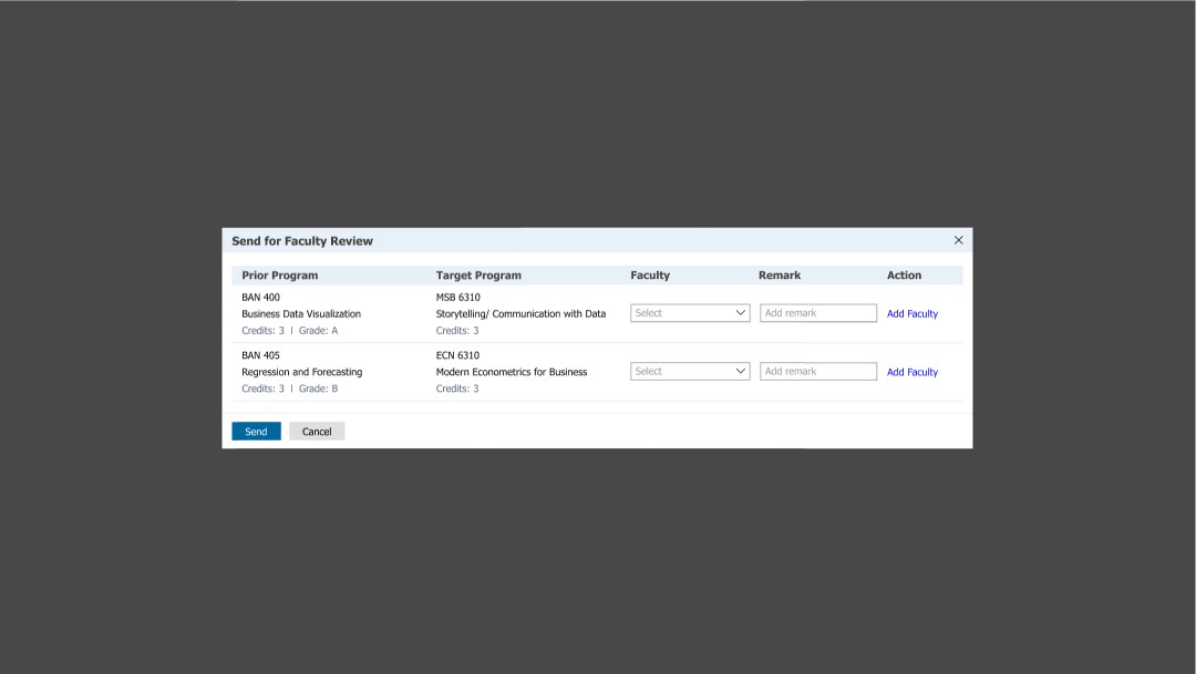 Assign Faculty and add remarks
