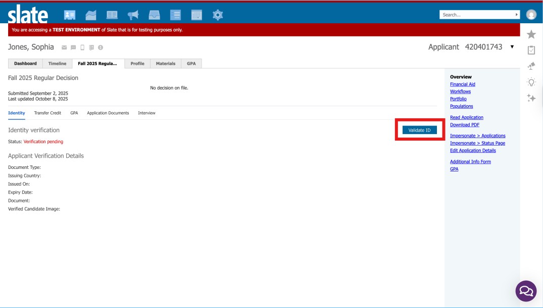 Begin ID Authentication