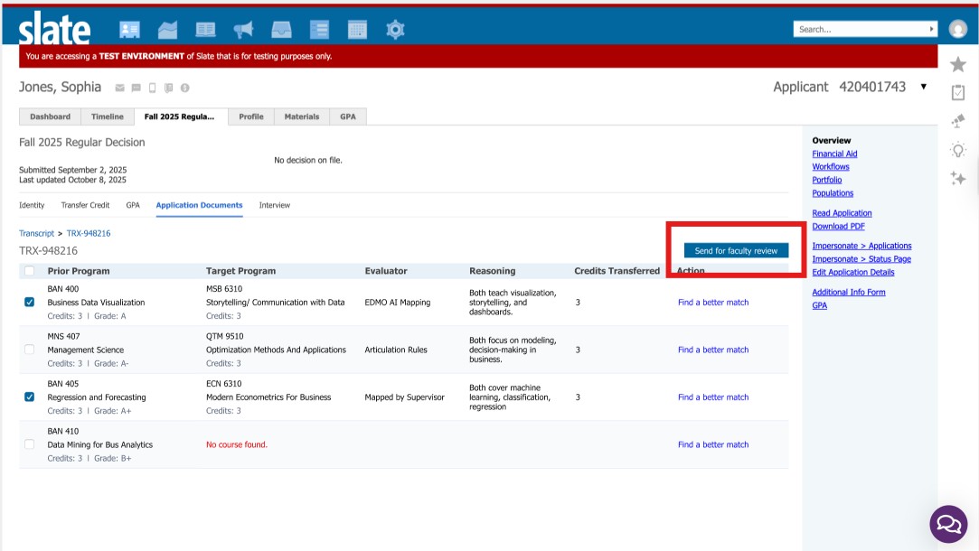 Send for faculty review